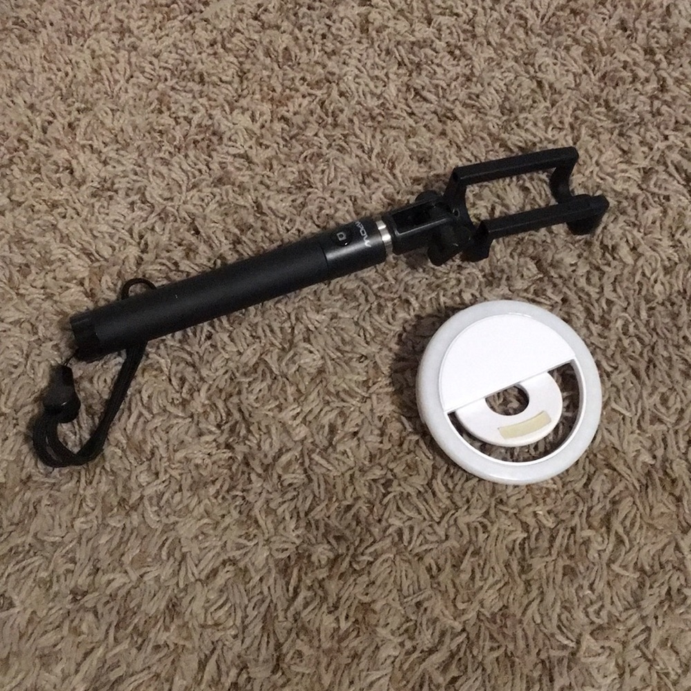 Selfie stick and phone ring light
